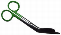 Bandage scissor, stainless steel with green handle