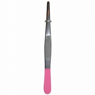 Pincet RVS met roze tip 5"