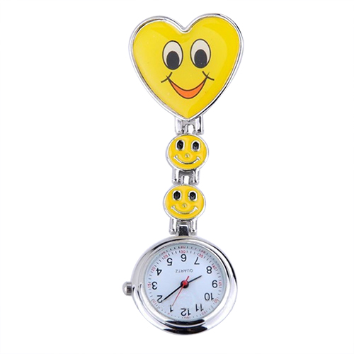 Montre d'infirmière cœur heureux; Jaune