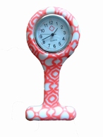 Montre d'infirmière en silicone ; Rose rayure