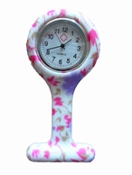 Montre d'infirmière en silicone ; rose fleur