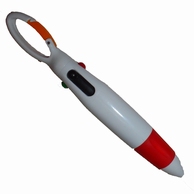 Stylo quatre couleurs avec mousqueton; Rouge