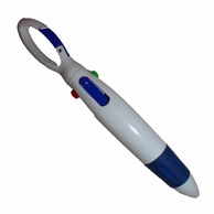 Stylo quatre couleurs avec mousqueton; Bleu