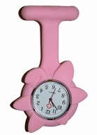 Montre d'infirmière en silicone ; Fleur rose clair