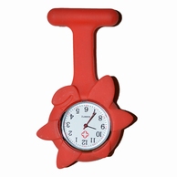 Montre d'infirmière en silicone ; Fleur rouge