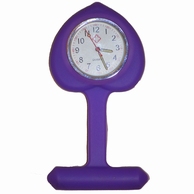 Montre d'infirmière en silicone ; forme du coeur; Violet