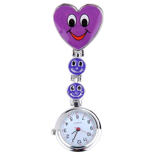 Montre d'infirmière cœur heureux; Violet