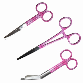 Set de ciseaux; rose avec bandes blanches