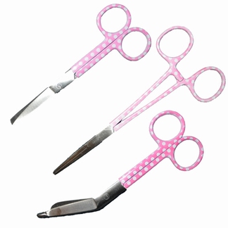 Set de ciseaux; rose avex points blanche