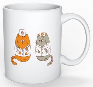 Tasse: Chat docteur et infirmière