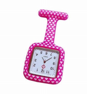 Montre d'infirmière en silicone carré ; Coeurs