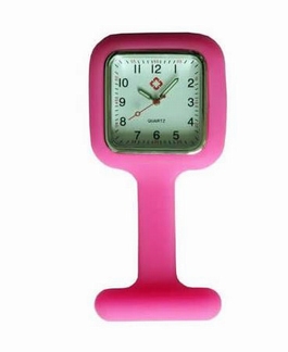 Montre d'infirmière en silicone carré ; Rose