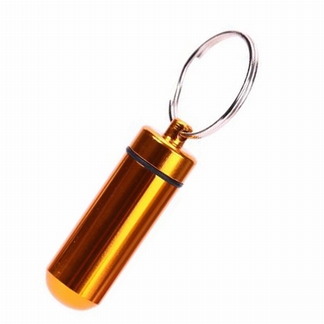 Boîte à pilules " porte-clés ": couleur or