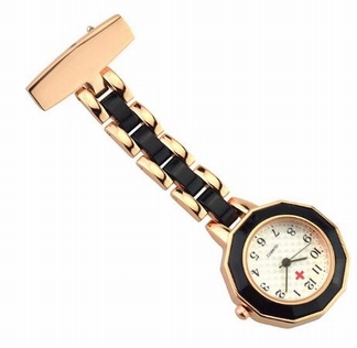 Vverpleegkundige horloge met mooie band; Gold /black metal