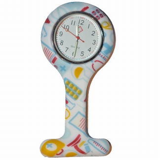 Montre d'infirmière en silicone ; blanc symboles médicaux