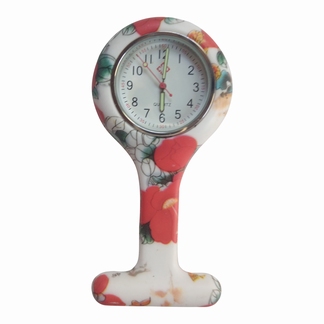 Montre d'infirmière en silicone ; Fleur bleu