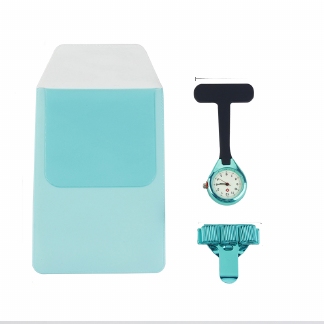 Verpleegkundigesetje Aqua; Hoesje, pennenhouder en luxe verpleegkundigehorloge