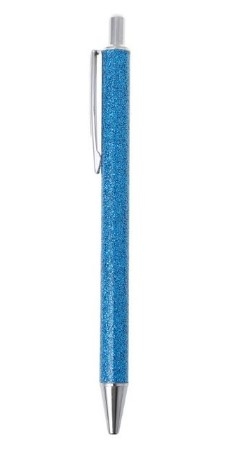 Balpen glitter blauw