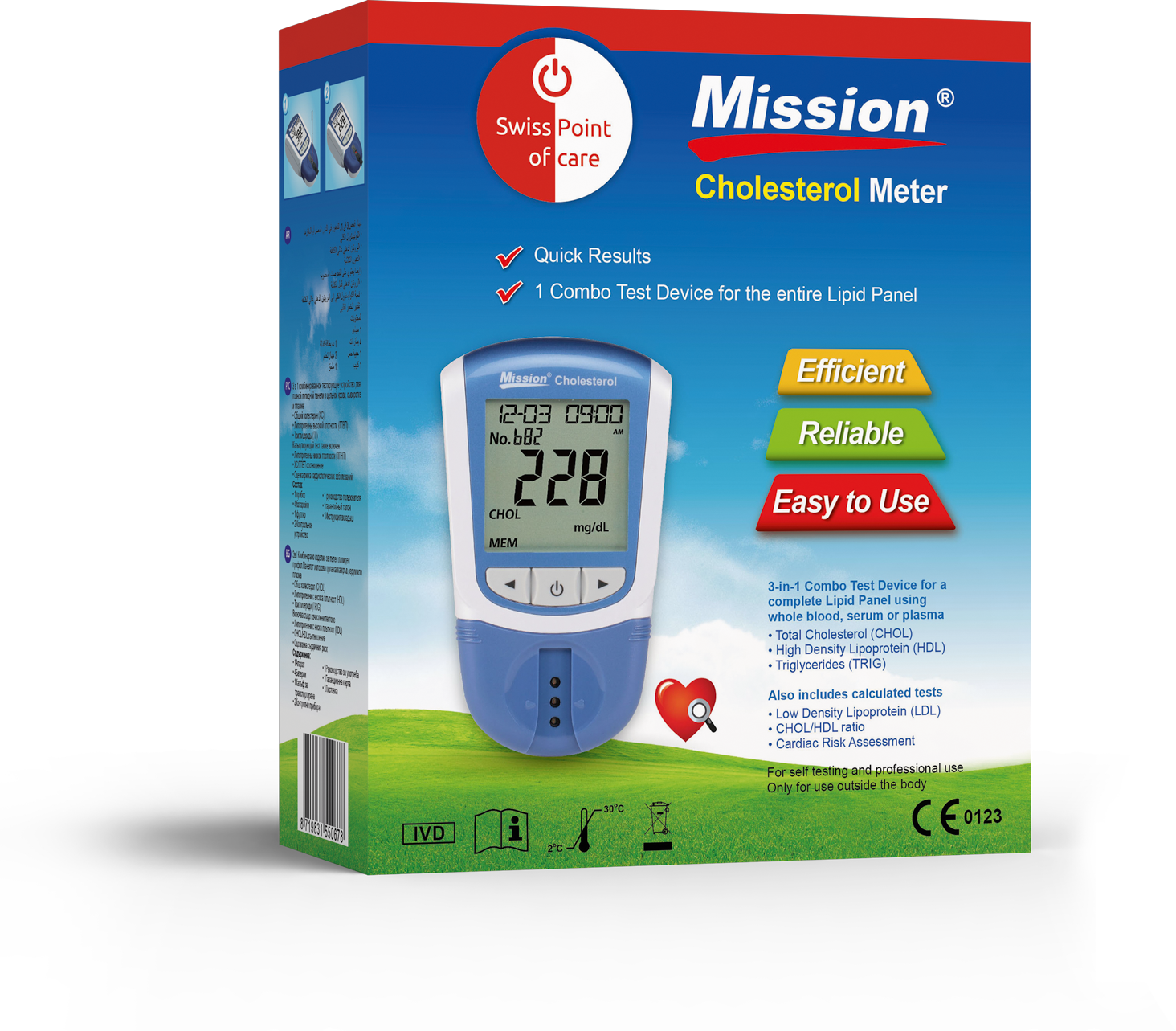 Cholesterol meter 3 in 1 test systeem