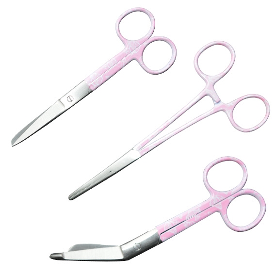 Set de ciseaux; rose avec fleur blanche