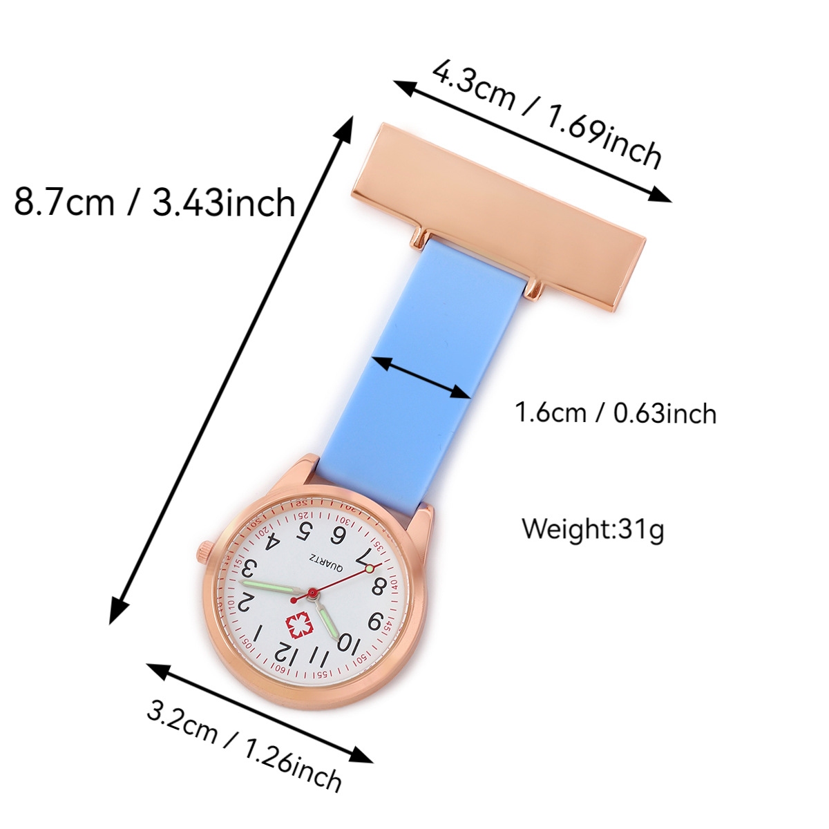 Montre robuste avec mousqueton; Bleu
