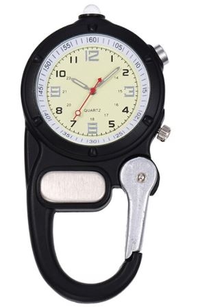 Montre robuste avec mousqueton ; Noir