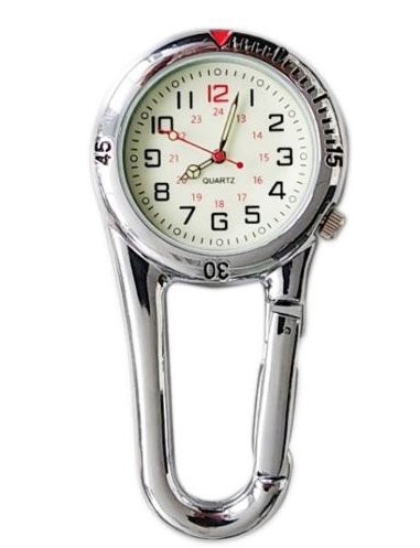 Stoer verpleegkundige horloge in stevige behuizing, zilver