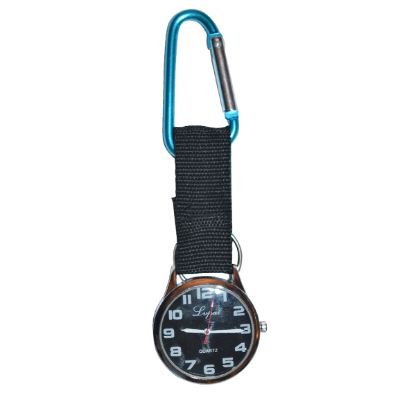 Montre d'infirmière avec mousqueton; Bleu clair