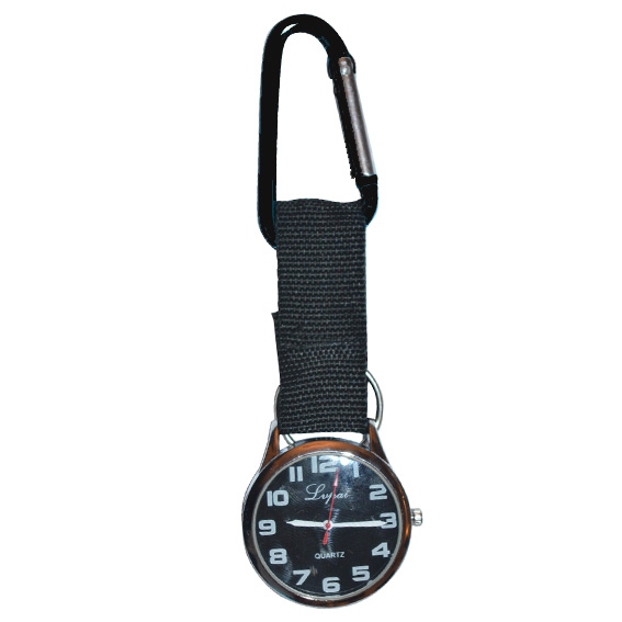 Verpleegkundige horloge met zwarte karabijnhaak