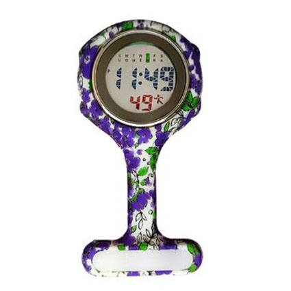 Montre d'infirmière numérique en silicone ; Fleur