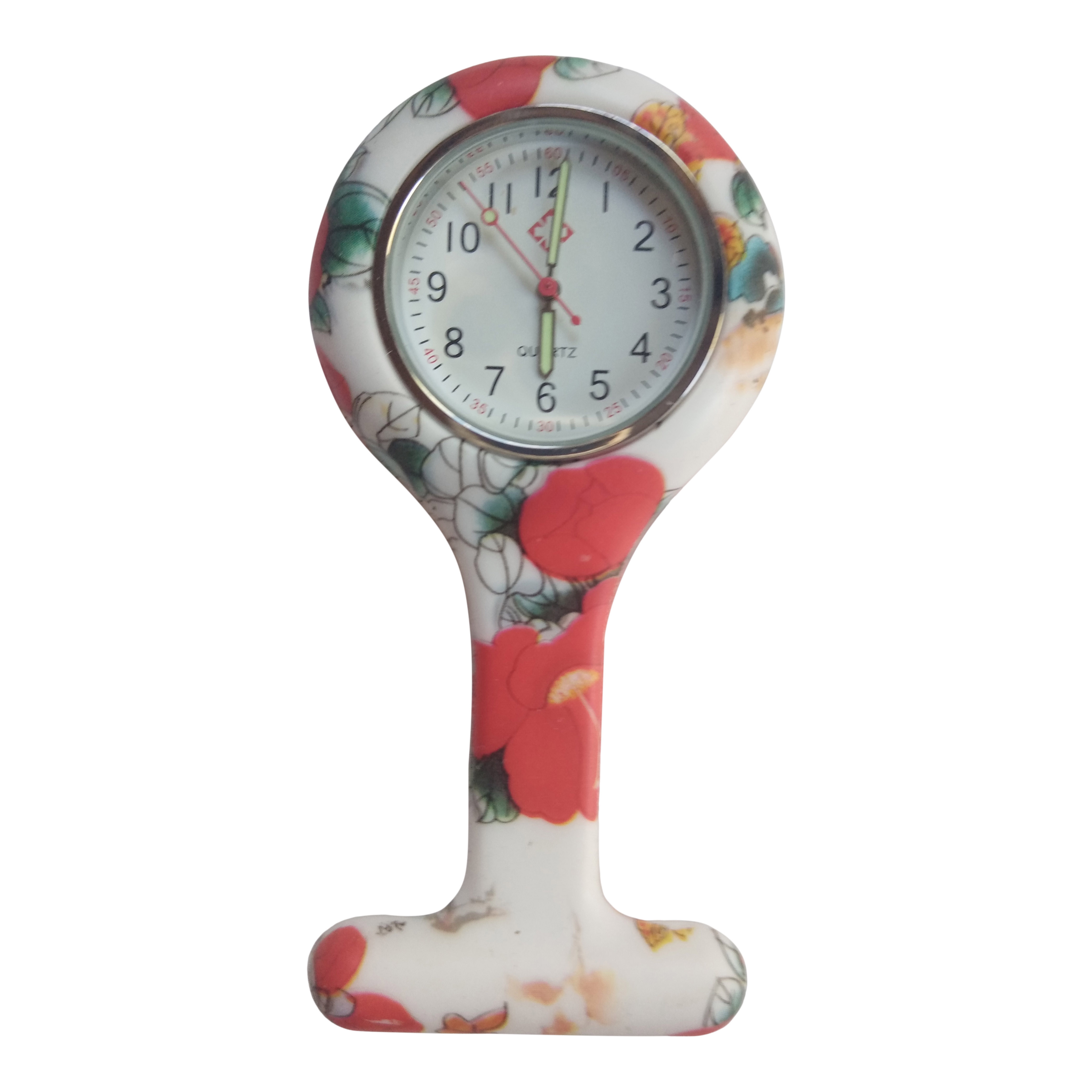 Montre d'infirmière en silicone ; Fleur bleu