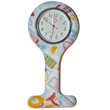 Montre d'infirmière en silicone ; blanc symboles médicaux